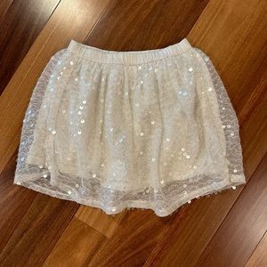 Girls Sz 4 Ivory Oshkosh Skirt With Sequins - Like New!